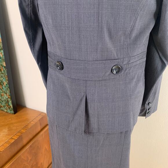 Style & Co. Sz 10/8 2-Piece Stretch Skirt Suit w/ Blazer Jacket Gray Glen Plaid - Picture 9 of 12